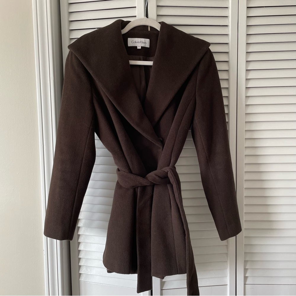 Calvin Klein Brown Wrap Coat